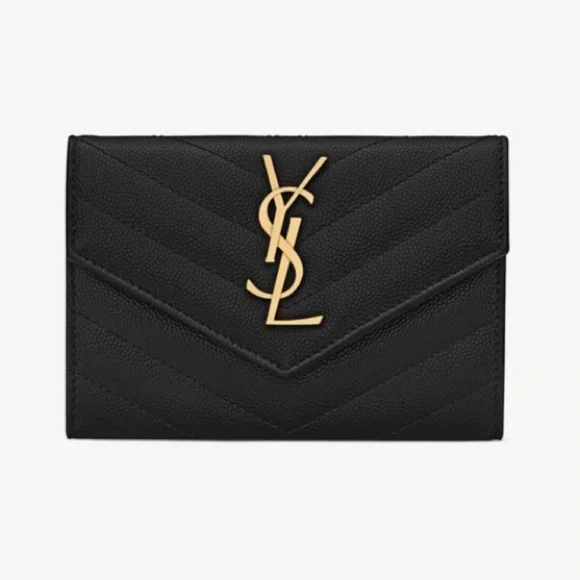 YSL SAINT LAURENT CASSANDRE MATELASSÉ SMALL ENVELOPE WALLET IN GRAIN LEATHER - Picture 1 of 6